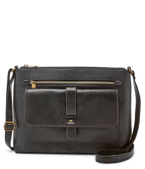 Fossil Black Leather Crossbody Bag