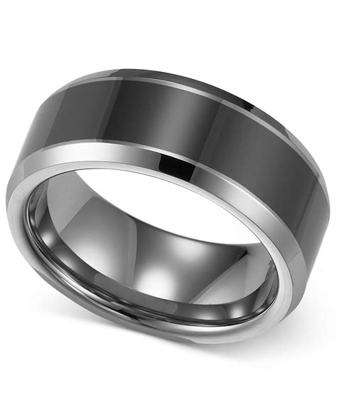 8mm tungsten carbide black wedding band men's women's engagement bridal ring. Triton Men's Tungsten Carbide And Ceramic Ring, 8mm ...