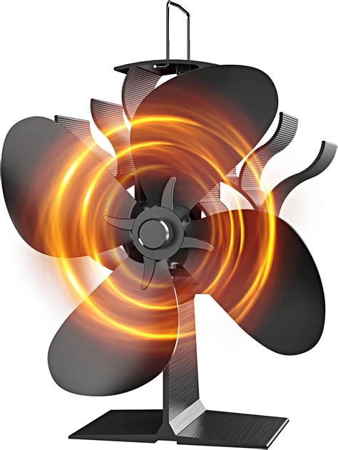 Ocrouki Heat Powered Stove Fan 4 Blades Wood Fan Silent Fireplace For Circulating Warm Air