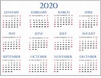 Printable Yearly Calendar 2020 Wall