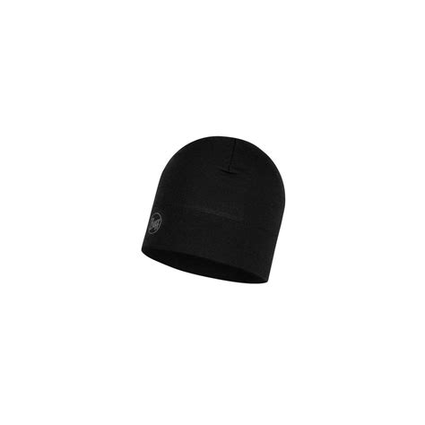 Buff Midweight Merino Wool Beanie Solid Black