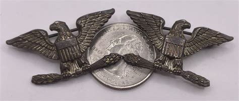 Rare Original Ww2 Us Colonel Insignia Eagles Shold R Form Pin Sterling