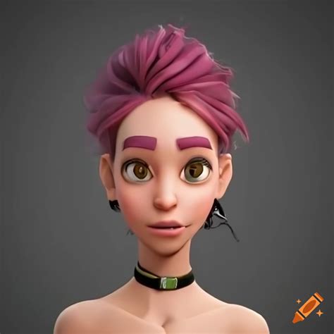 3d animation character female choker vegan 20 something on craiyon
