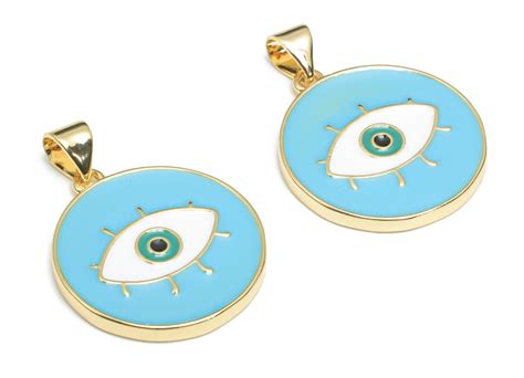 Brass Round Eye Charms With Zincon Enamel Eyelash Circle Etsy