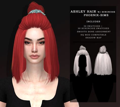 Ashley Hair With Scrunchie Sims Hair Sims Womens Hairstyles