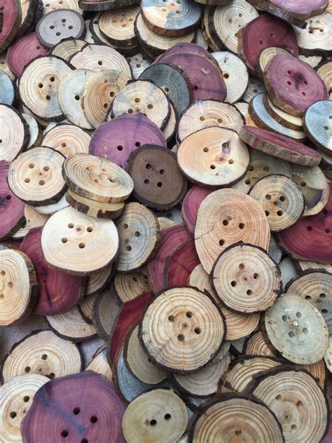 Assorted Natural Buttons Fascinating Wooden Fasteners Live Etsy