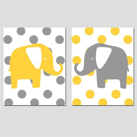 Elephant Nursery Art Polka Dot Elephant Duo Set Of Two