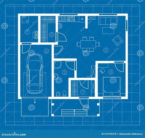 House Layout Blueprint Vector Apartment Design Project Stock Vector