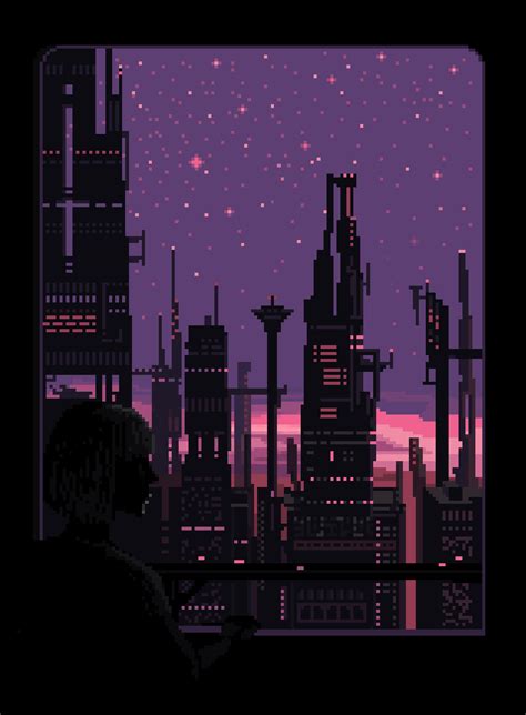Cyberpunk Pixel Art Wallpaper Sticker Picture