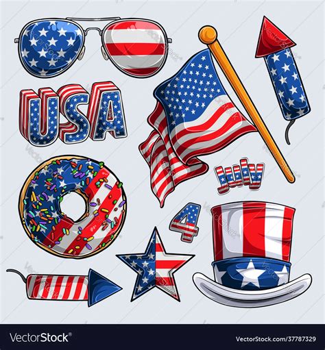 Th July Elements Collection Independence Day Vector Image