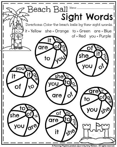 Fall, thanksgiving, veteran, pilgrims, native americans, first space themed color by code activities are engaging and fun for preschool, kindergarten and first grade students with this packet of sight word printables. Summer Kindergarten Worksheets - Planning Playtime ...