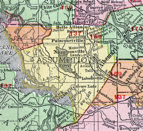 Assumption Parish Louisiana 1911 Map Rand Mcnally Albemarle
