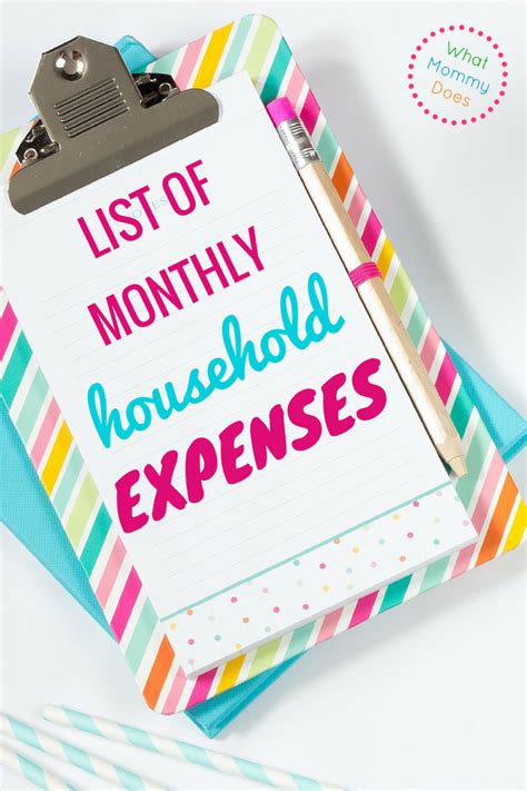 List Of Monthly Household Expenses For A Basic Monthly Budget