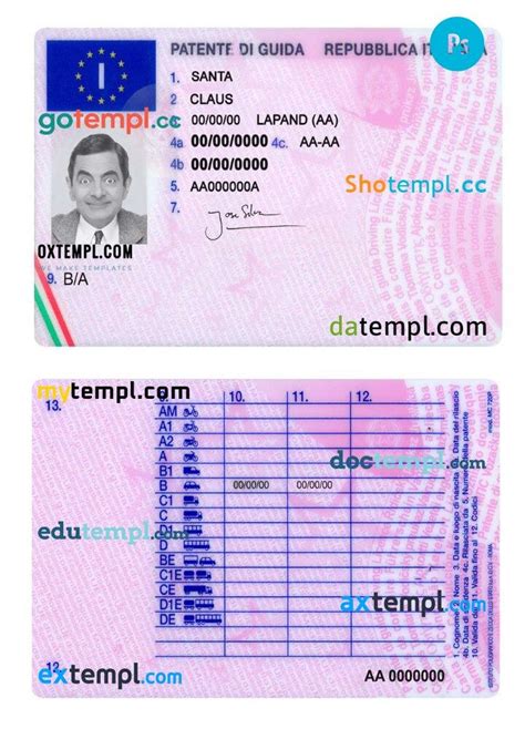 Italy Drivers Permit Template In Psd Format Fully Editable By