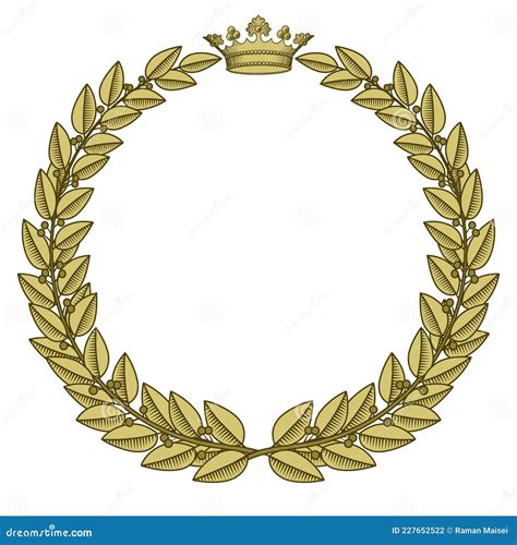 Gold Laurel Wreath With A Crown Rewarding With A Golden Laurel Wreath