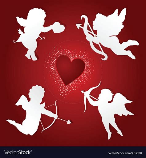 Angels Of Love Round Heart A Vector Illustration Download A Free