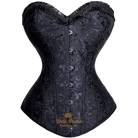 black jacquard overbust steel boned royal corsets with ruffled trim linda dress