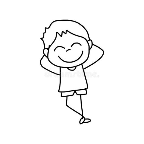 Cartoon Hand Drawn Happy Kid Stock Illustration Illustration Of