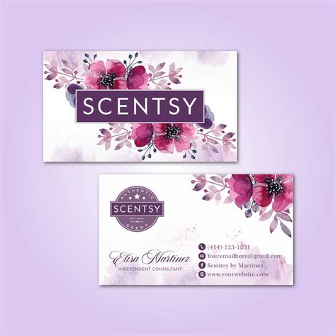 Custom business cards in a range of paper & size styles. Watercolor Scentsy Business Card, Personalized Scentsy ...