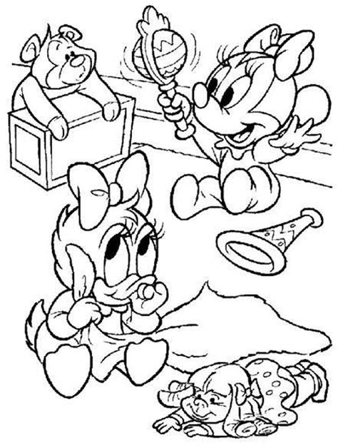 Baby Daisy Duck And Minnie Mouse Coloring Page Cartoon Coloring
