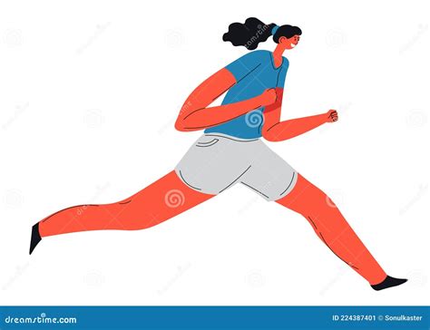 Woman Jogger In Park Vector Illustration Cartoon