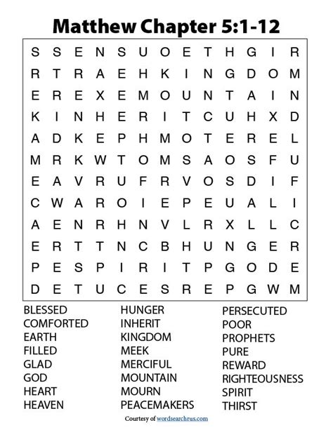 Word Search Puzzle Matthew 51 12 Large Print Word Search R Us