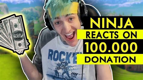 Ninja Reacts To 100000 Donation Youtube