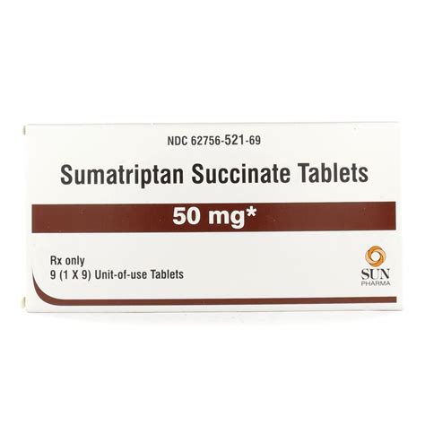 Sumatriptan Succinate 50mg Unit Dose 9 Tablets Box McGuff Medical