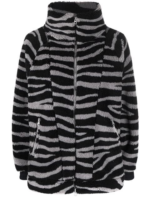 Adidas By Stella Mccartney Animal Print Fleece Jacket In Black Modesens
