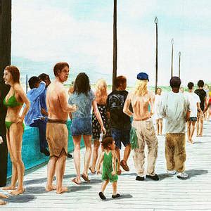 Beach Shore I Boardwalk Ocean City MD Original Fine Art Painting Painting By G Linsenmayer