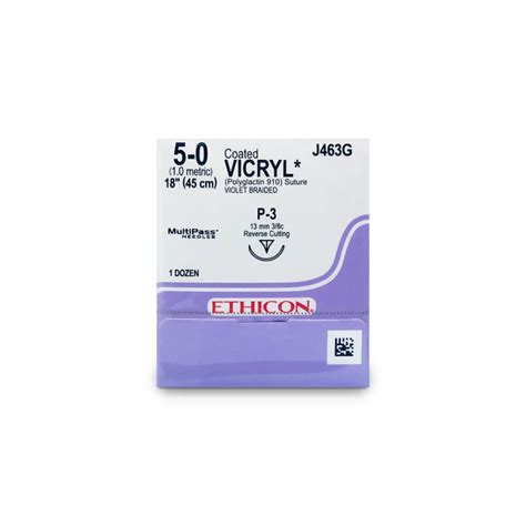 Ethicon Vicryl 18in Size 5 0 Polyglactin 910 Suture With P 3 Needle