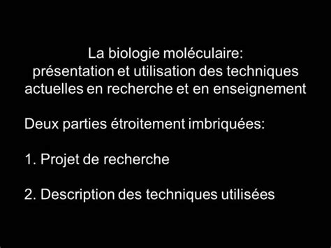 Une Introduction à La Biologie Moléculaire Présentation Et