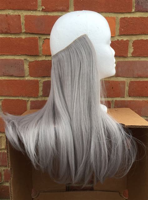 Halo Hair Extensions Flip In Hair Layered 18 Long Grey Etsy