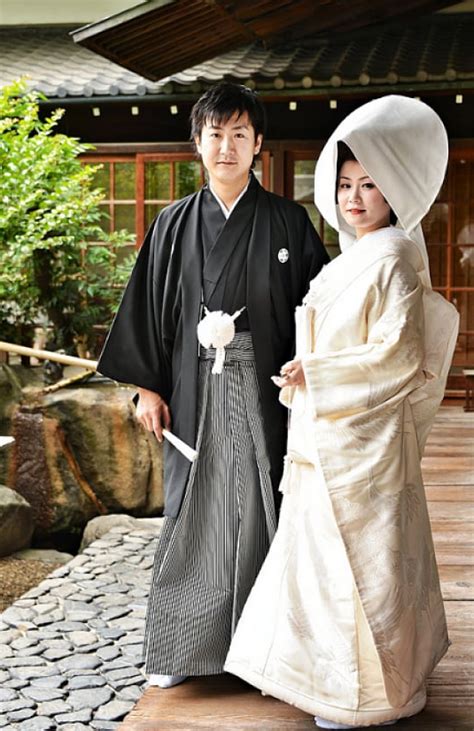 A Japenese Groom Wears A Black Suit Or Kimono And The Bride Wears A