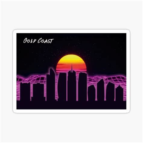 Gold Coast Skyline Neon Nights Sticker For Sale By Danielfgf Redbubble