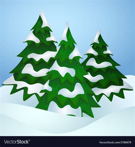 Pine Trees Covered With Snow Royalty Free Vector Image