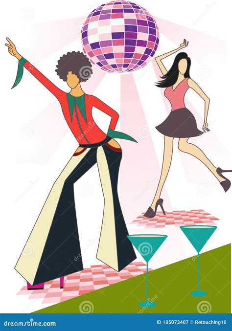 Illustration Of Two Disco Dancers Stock Vector Illustration Of