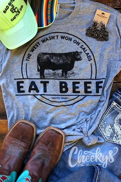 Eat Beef Cheekys Graphic T Shirt Cute Shirt Designs Western Graphic