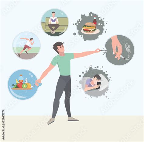 Bad Habits And A Healthy Lifestyle Stock Illustration Adobe Stock