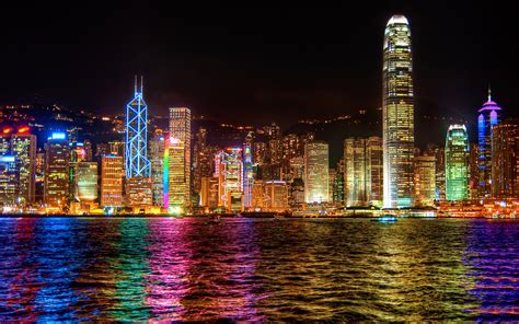 Wallpaper Hong Kong City Lights At Night 1920x1200 Hd Picture Image