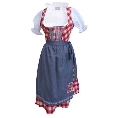 Wensky Midi Denim Dirndl Red Check Lederhosen Wears