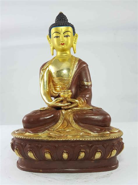 Chinese Gilt Amitabha Buddha Statue Partly Gold Plated Paint