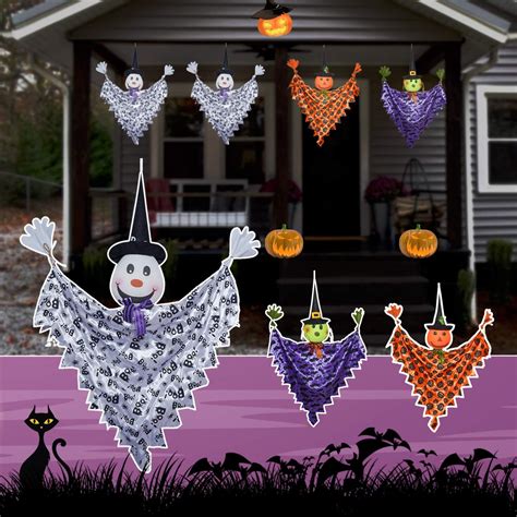 Halloween Hanging Flying Ghost Decoration With Poseable Arms And Boo