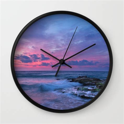 Buy Pink Sunset Wall Clock By Newburydesigns Worldwide Shipping