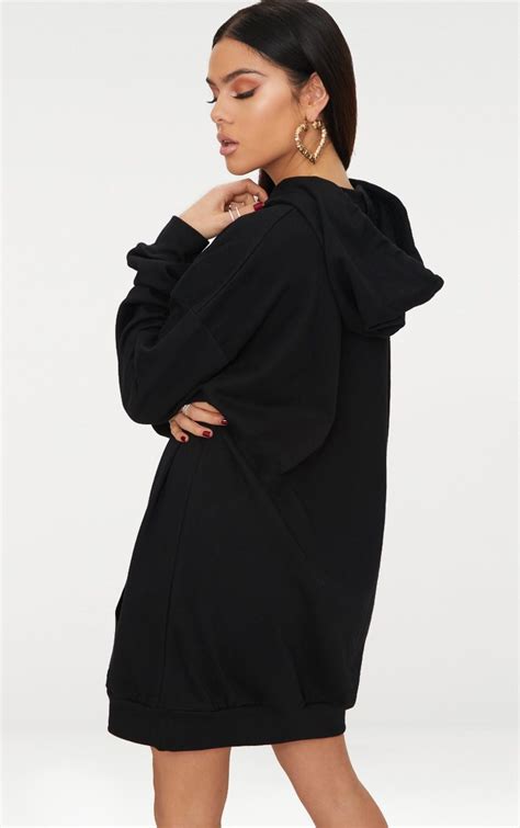 Black Oversized Hoodie Dress Prettylittlething