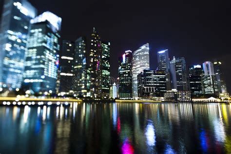 Singapore City Skyline At Night Stock Photo Image Of Outdoors Center