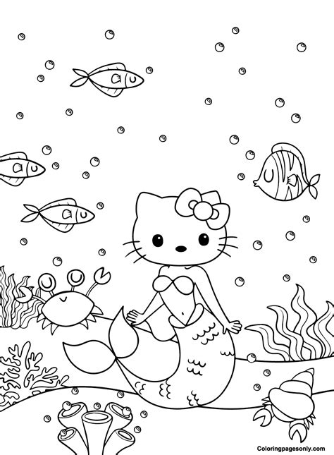 20 free printable hello kitty mermaid coloring pages