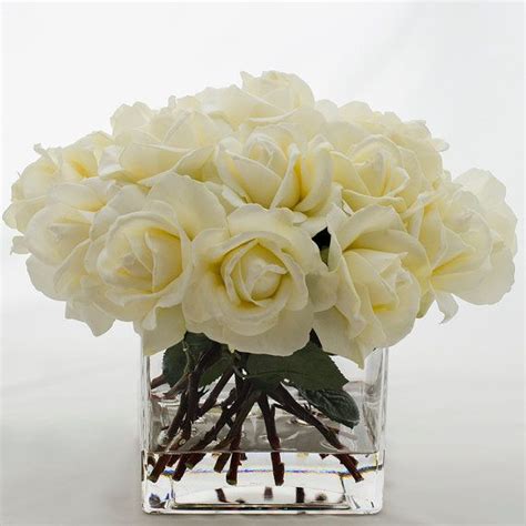 Large White Rose Real Touch Arrangement White Rose Etsy Rose Flower