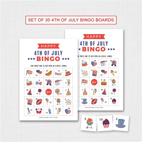 Patriotic 4th Of July Bingo Cards Printable