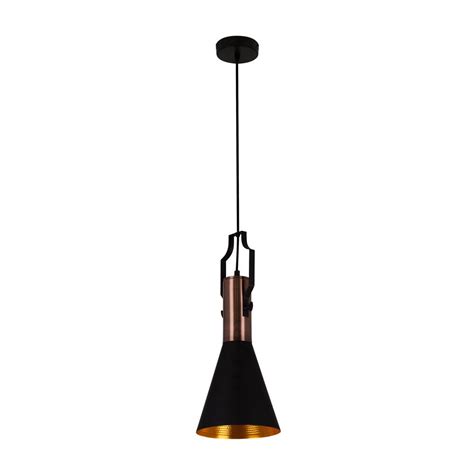 Add warmth and style to your home with copper ceiling lights from destination lighting. P958 - Eleanor Pendant Metal Black & Copper | Pendant ...
